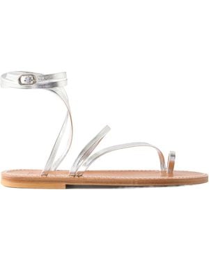 K. Jacques Metallic Leather Thong Sandals - White