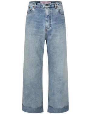 Valentino Wide-Leg Denim Trousers - Blue