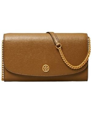 Tory Burch Miller Logo-Plaque Clutch Bag - Brown
