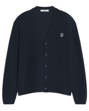 Maison Kitsuné Maison Kitsuné Fox Head Comfort Cardigan - Blue