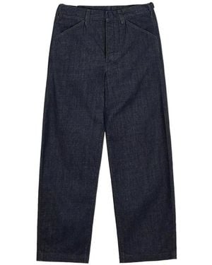 Lemaire Adjustable-Strap Logo Patch Jeans - Blue