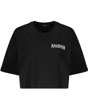 Balmain Cropped T-Shirt - Black