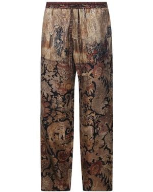 Pierre Louis Mascia Aloes Printed Wide-Leg Trousers - Brown