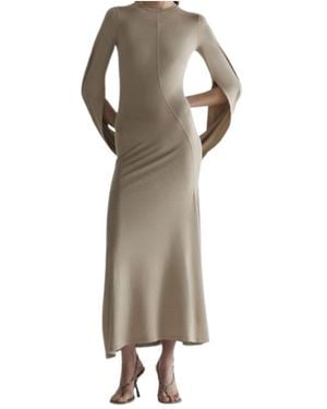 Mugler Round Neck Dress - Natural