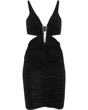 Elisabetta Franchi Ruched Cutout-Detail Mini Dress - Black