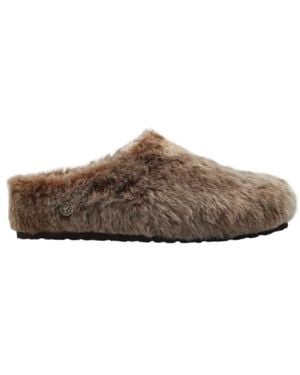 Birkenstock Amsterdam Wrapped Shearling Os Slides - Brown