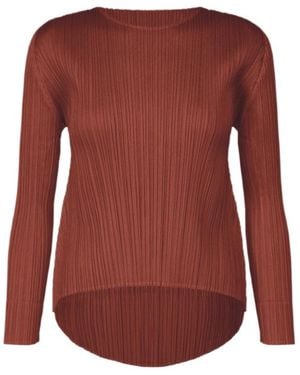 Pleats Please Issey Miyake Pleats Please Issey Miyake Monthly Colors: October Crewneck T-Shirt - Red