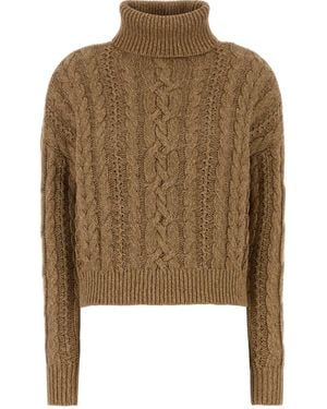 Ralph Lauren Polo Cable Knit Turtleneck Jumper - Brown