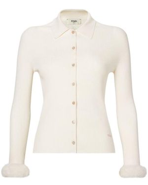 Fendi Wool And Silk Cardigan - White