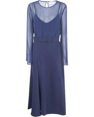 P.A.R.O.S.H. Belted Flared Dress - Blue