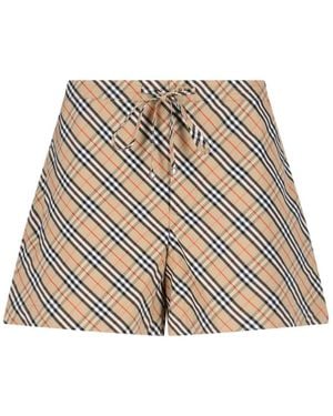 Burberry Check Printed Drawstring Shorts - Natural