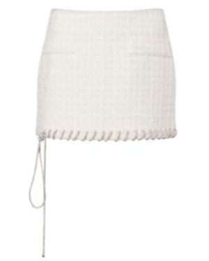 Area Embellished Tweed Miniskirt - White