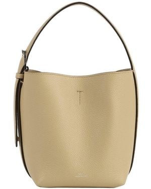 TOTEME Small Belted Grained-Leather Tote Cashew - Natural