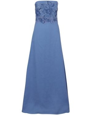 Ermanno Scervino Lace-Panel Strapless Maxi Dress - Blue