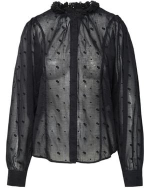Isabel Marant Terzali Floral-Embroidered Blouse - Black