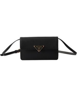 Prada Triangle-Logo Mini Bag - Black