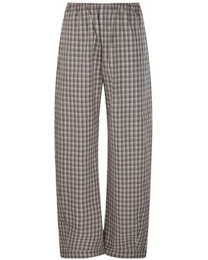 Nanushka Yayoi Gingham Wide-Leg Trousers - Grey