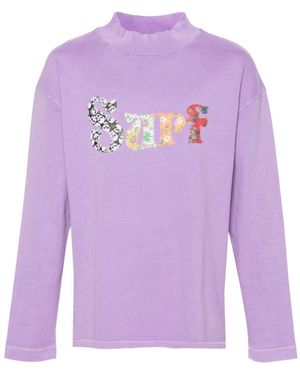 ERL Motif-Embroidered Cotton T-Shirt - Purple