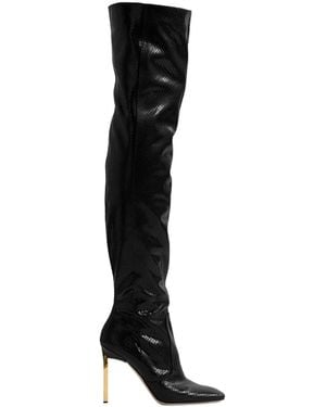 Tom Ford Snake-Print Patent Leather Boots - Black
