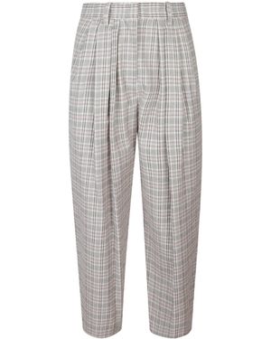 Isabel Marant Pleated Check-Pattern Pants - Gray