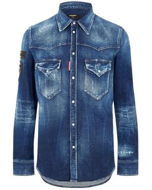 DSquared² Long-Sleeve Denim Shirt - Blue