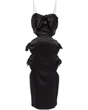 Alessandra Rich Cut-Out Silk-Blend Midi Dress - Black