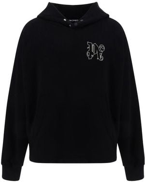 【関税込み】PALM ANGELS PA MONOGRAM STATEMENT JERSEY HOODIE Palm Angels Hoodie Back Burning Monogram Hoody in Black