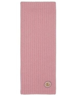 Gucci Logo Patch Knit Scarf - Pink