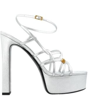 Versace Valentina Metallic Platform Sandals 140 Mm - White
