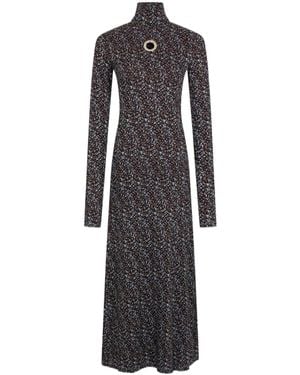 Rabanne High-Neck Long-Sleeved Dress - Black