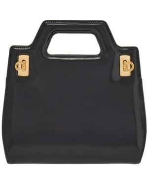 Ferragamo Ferragamo Wanda Flip-Lock Fastened Mini Tote Bag - Black
