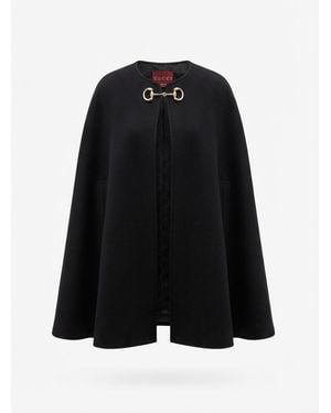Gucci Wool And Silk Horsebit Cape - Black