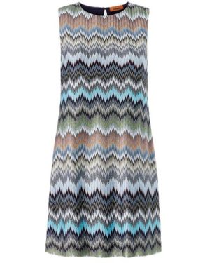 Missoni Sleeveless Chevron Mini Dress - Blue