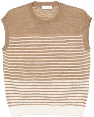 Roberto Collina Striped Sleeveless Jumper - Natural