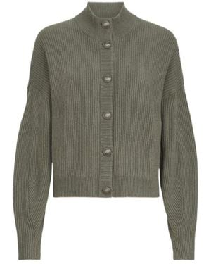 Brunello Cucinelli Cashmere English-Rib Cardigan With Monili - Green