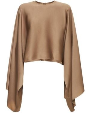Stella McCartney Draped Fluid Viscose Satin Cape Top - Natural