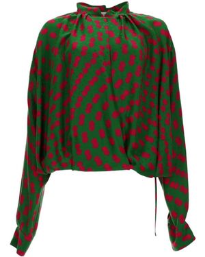 Dries Van Noten Polka-Dot Wrap Blouse - Green