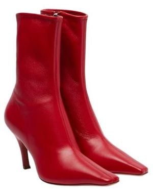 AMINA MUADDI Leather Ankle Boots - Red