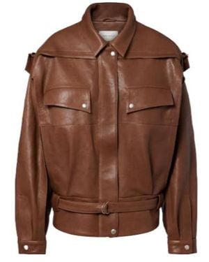 Magda Butrym Long-Sleeved Leather Jacket - Brown