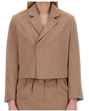 Alysi Cropped Check Jacket - Brown