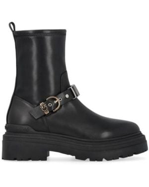 Pinko Leather Ankle Boots - Black