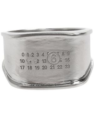MM6 by Maison Margiela Engraved Signet Ring - Grey