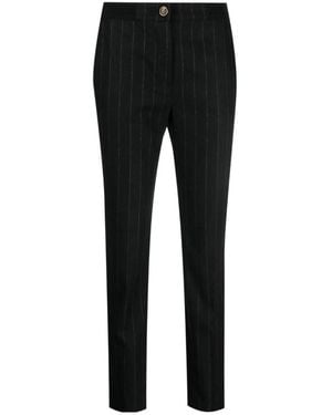 Versace Jeans Couture Couture Pinstriped Mid-Waisted Trousers - Black