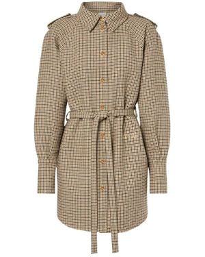 Patou Houndstooth Shirt Dress - Natural