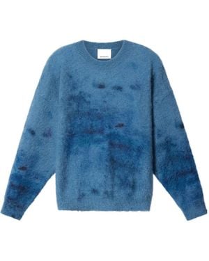 Isabel Marant Faded Print Mohair-Wool Crew Neck Jumper - Blue