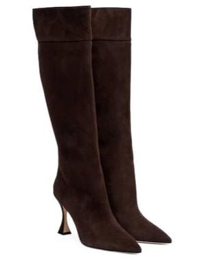 Manolo Blahnik Miralonepla 90 Suede Knee-High Boots - Brown