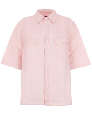 Willy Chavarria Corcoran Short-Sleeve Flap-Pocket Shirt - Pink