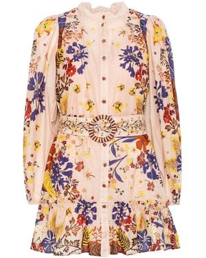 FARM Rio Bouquet Mini Dress With Lace Collar - Pink