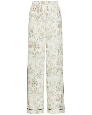 Dior Floral Print Pajama Pants - White