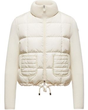 Moncler Square-Quilted Padded Wool Zip-Up Cardigan - White